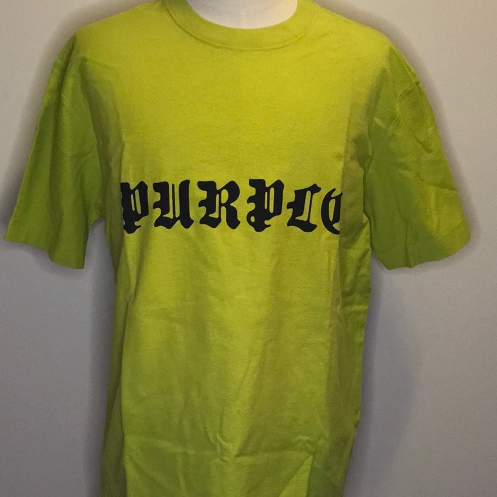 NWT PURPLE BRAND Graphic Logo T-Shirt in Bright Green Cotton (sz XL)